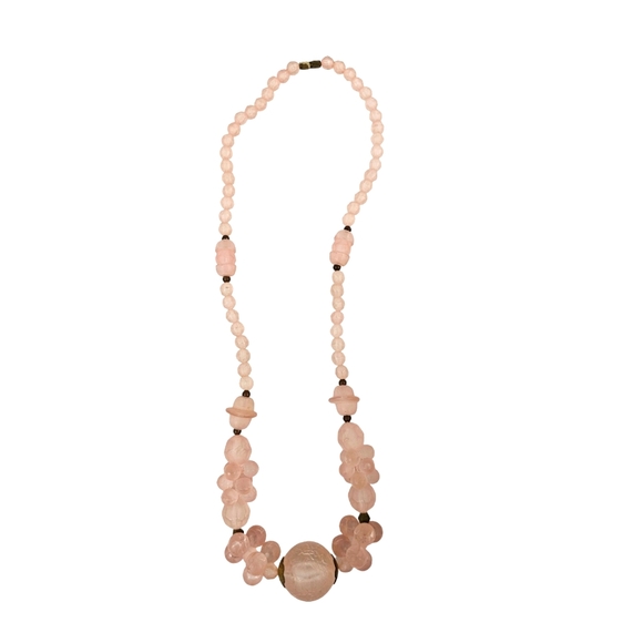 Vintage Pink Rose Cluster Bead Unique Statement Necklace - Picture 1 of 5